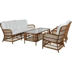 Brafab Anemon Lounge-Set 5 Sitzplätze, Natur/Weiß