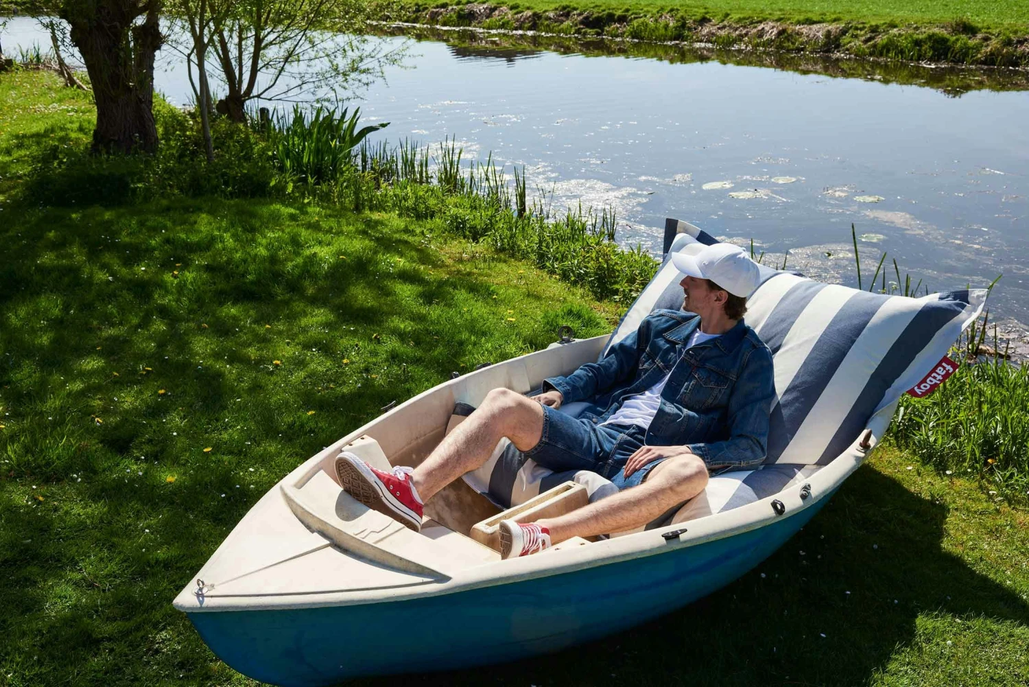 Fatboy The Original Outdoor Bean Bag, Stripe Ocean Blue 3 Fatboy The Original Outdoor Bean Bag, Stripe Ocean Blue – Bild 3