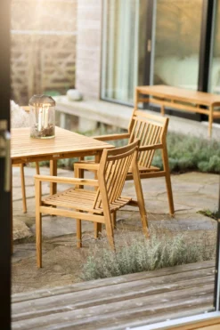 M10- Together- Garden Bench Without Backrest Bank, Drei Sitzplätze Teak -Brafab Verkaufs-Shop fdb mbler bank im freien nutzbar teak 0