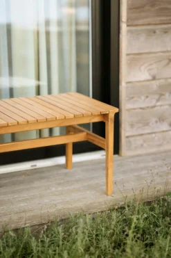 M10- Together- Garden Bench Without Backrest Bank, Zwei Sitzplätze Teak -Brafab Verkaufs-Shop fdb mbler bank im freien nutzbar teak 2