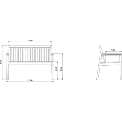 M12 Bank Mit Rückenlehne Im Freien Nutzbar 2-Sitzer, Teakholz -Brafab Verkaufs-Shop fdb mbler m12 sammen bench 2 seater with back outdoor teak 5