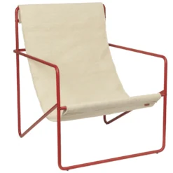 Ferm LIVING Desert Lounge Stuhl, Poppy Red / Cloud