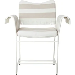 Gubi Tropique Esszimmerstuhl Mit Fransen, Classic White Semi Matt / Leslie Stripe 40
