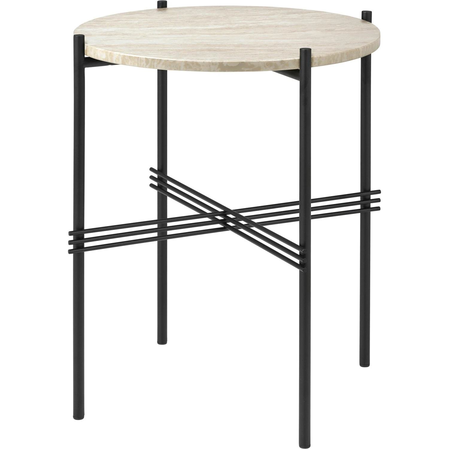 Gubi TS Outdoor Beistelltisch Ø40x51 Cm, Schwarz/Weiß Travertin 1 Gubi TS Outdoor Beistelltisch Ø40x51 Cm, Schwarz/Weiß Travertin