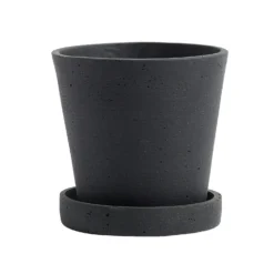 Hay Flowerpot Topf Mit Unterteller Schwarz, Ø11 Cm S