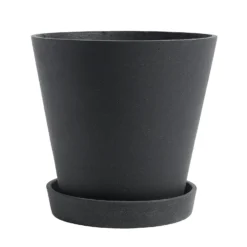 Hay Flowerpot Topf Mit Unterteller Schwarz, Ø21.5 Cm XL