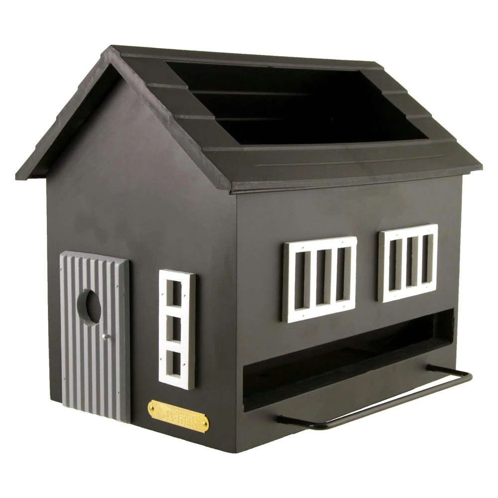 Bird Feeder With Bath, Black House 1 Bird Feeder With Bath, Black House